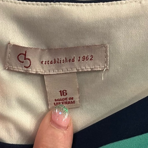 🍀EUC! Dressbarn striped sleeveless sheath dress navy/ivory/aqua Size 16 🍀 - Picture 4 of 6